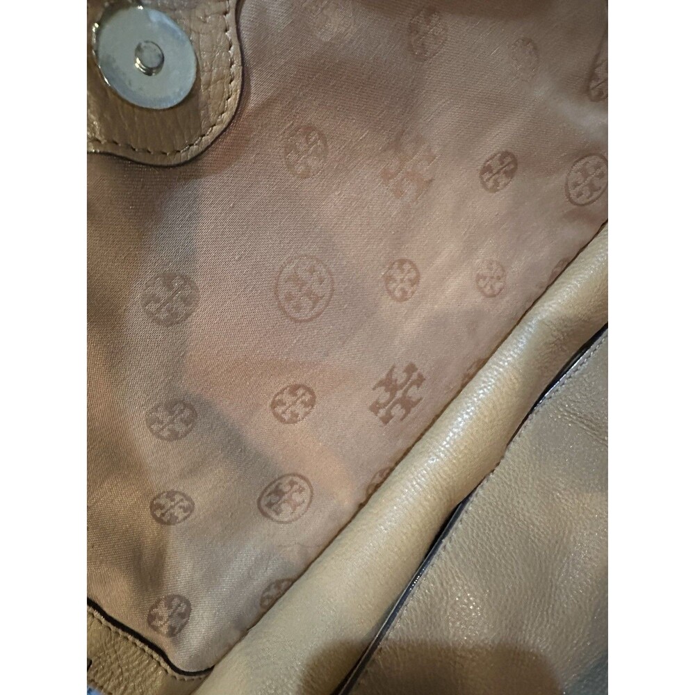 Tory Burch Marion Whipstitch Saddle Bag Tan Leather 2-way Bag Soft - Picture 6 of 10